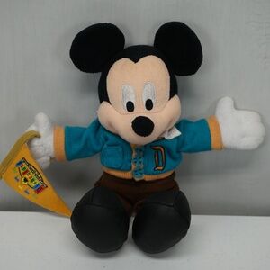 Mickey Mouse Letterman Sweater & Disneyland Pennant 9" Flag Plush Toy B25